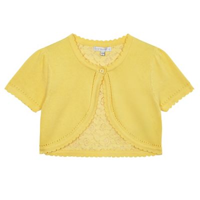 Girls' yellow lace trim cardigan